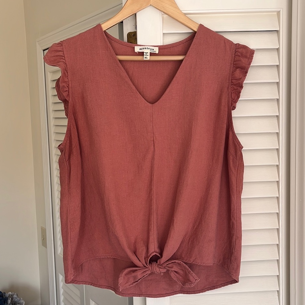 Dusty Rose front tie top